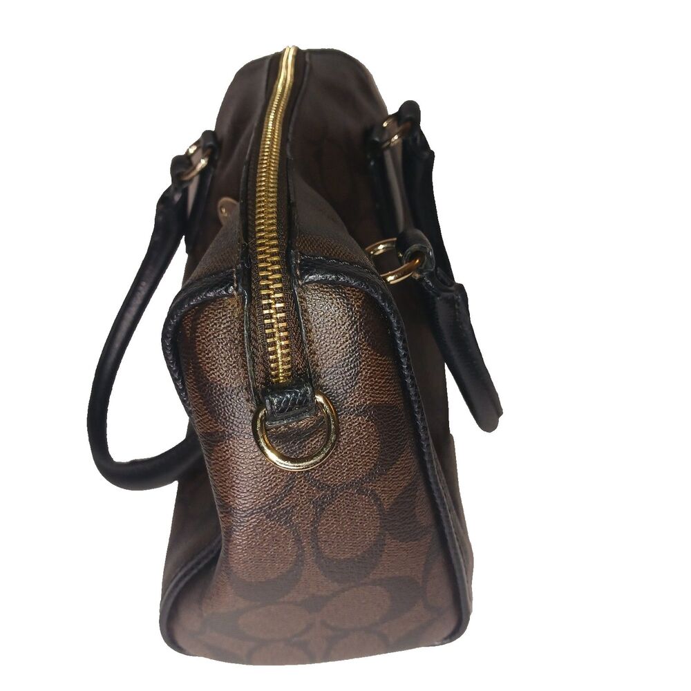 Coach Brown Signature Mini Satchel with Gold Hardware - Picture 12 of 13